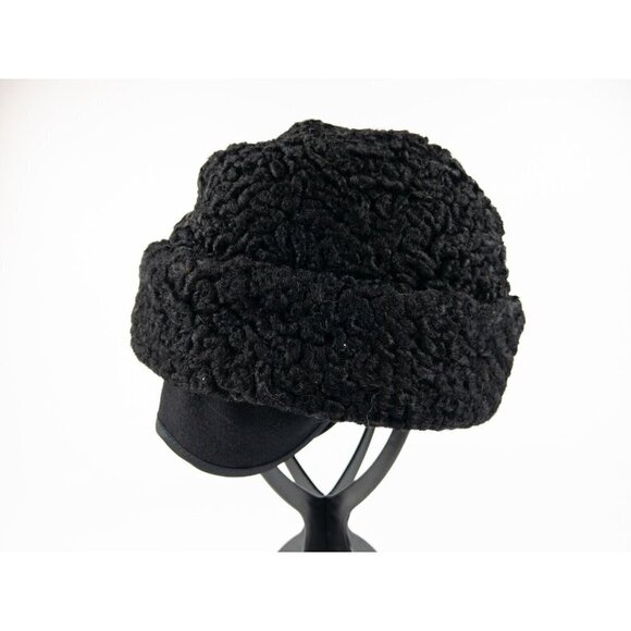 Adam Meldrum & Anderson Black Boiled Wool Hat with Ear Covers Size M Winter Cap - Picture 8 of 13